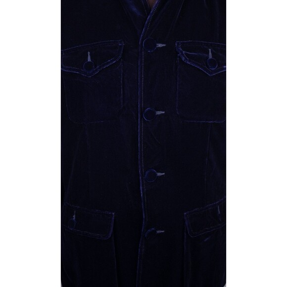 Shanghai Tang Men's Casual Shirt Jacket Coat Size 38 Blue Velvet Four Button EUC - Picture 4 of 14